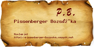 Pissenberger Bozsóka névjegykártya